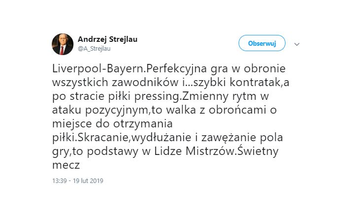 Ciekawa opinia Andrzeja Strejlaua nt. meczu Liverpool - Bayern! :D